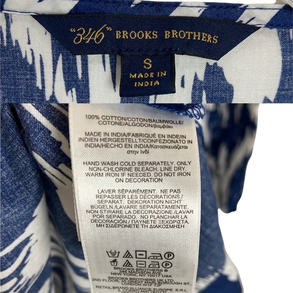 “346” Brooks Brothers Navy Blue/White Print Tunic Bead and Sequin Detail Size S - Picture 7 of 7